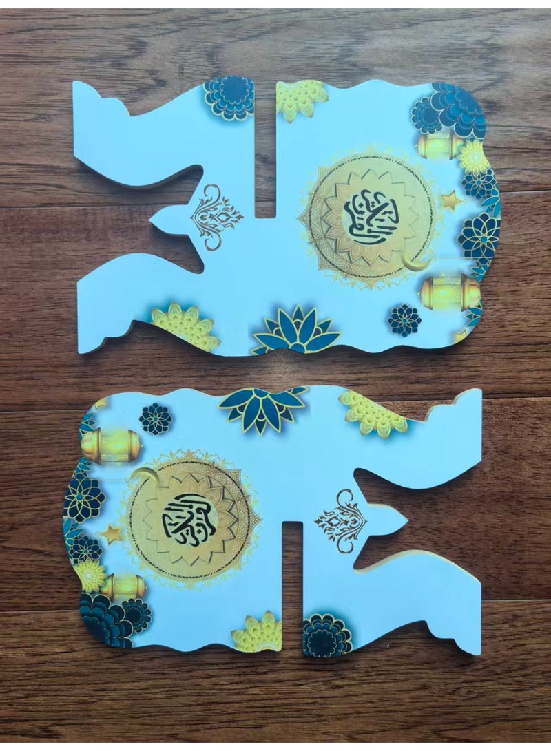 Fianser Ramadan Lantern (Fanoos) Pattern Quran Stand – Festive Wooden Rehal with Islamic Decals – Foldable Prayer Book Holder for Holiday Gift & Home Decor - Image 4
