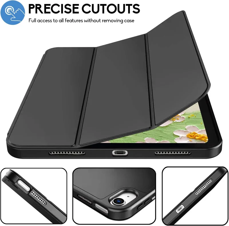 Bluepeak Black iPad (A16) 11th Generation, iPad 10.9 Inch with Pencil Holder, Soft TPU Back Slim Smart Protective Trifold Stand Cover, Auto Wake/Sleep, Black  | Best Price UAE