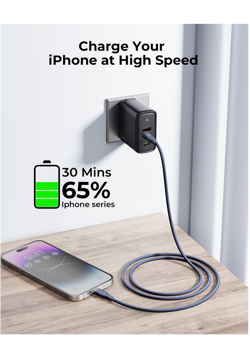 VOLTME USB C to Lightning Cable, PD 30W Powerlink RUGG Double Nylon Braided Fast Charging Cord (1.2m/4ft), USB 2.0 with 480Mbps Data Transfer Speed, Compatible with iPhone 14/14 Plus/14 Pro/14 Pro Max/iPhone 13/12/11/XS/Pro Max/Pro/Mini/SE, iPad 9, and More Devices (Blue)  - Image 2