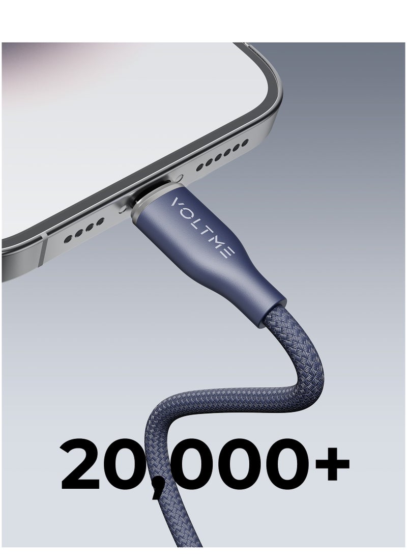 VOLTME USB C to Lightning Cable, PD 30W Powerlink RUGG Double Nylon Braided Fast Charging Cord (1.2m/4ft), USB 2.0 with 480Mbps Data Transfer Speed, Compatible with iPhone 14/14 Plus/14 Pro/14 Pro Max/iPhone 13/12/11/XS/Pro Max/Pro/Mini/SE, iPad 9, and More Devices (Blue)  - Image 4