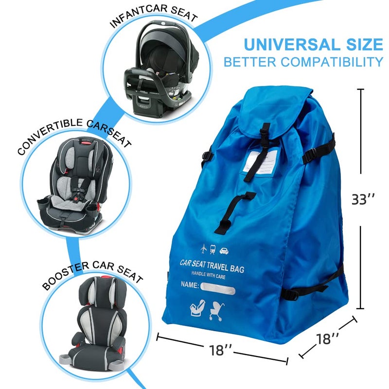 Clearworld Car Seat Travel Bag for Air Travel, Durable Gate Check Bag for Airport,Foldable Baby Stroller Travel Carry Bag, Fits Car Seats, Infant Carriers & Booster,Universal Size(Blue) - Image 3