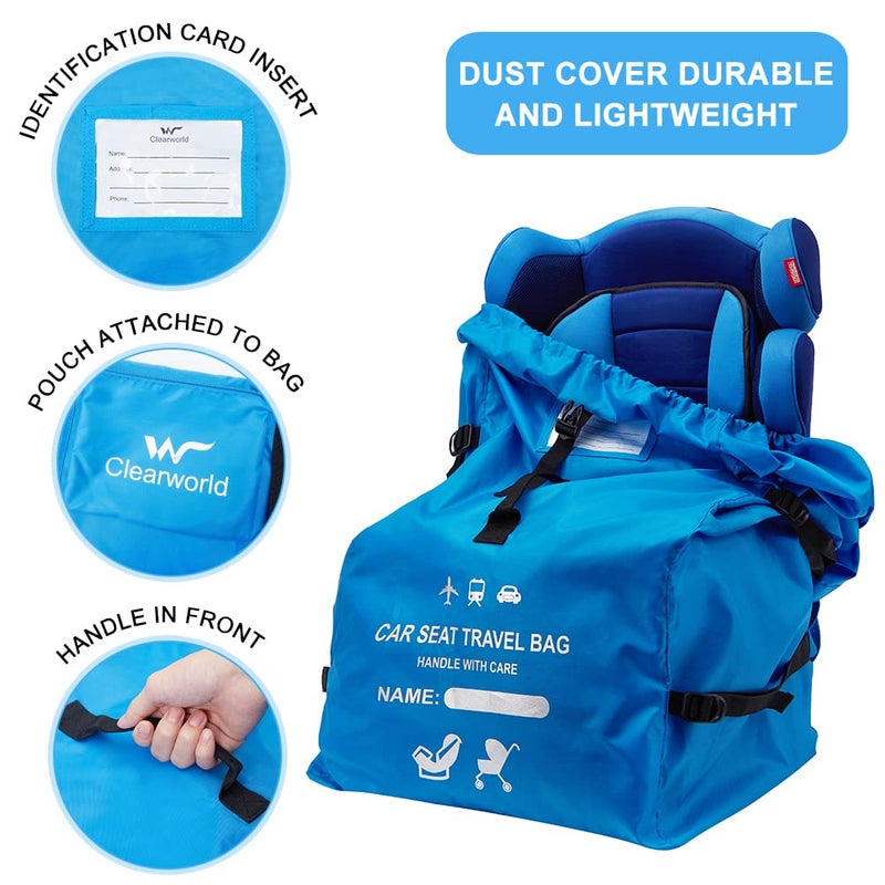 Clearworld Car Seat Travel Bag for Air Travel, Durable Gate Check Bag for Airport,Foldable Baby Stroller Travel Carry Bag, Fits Car Seats, Infant Carriers & Booster,Universal Size(Blue) - Image 4