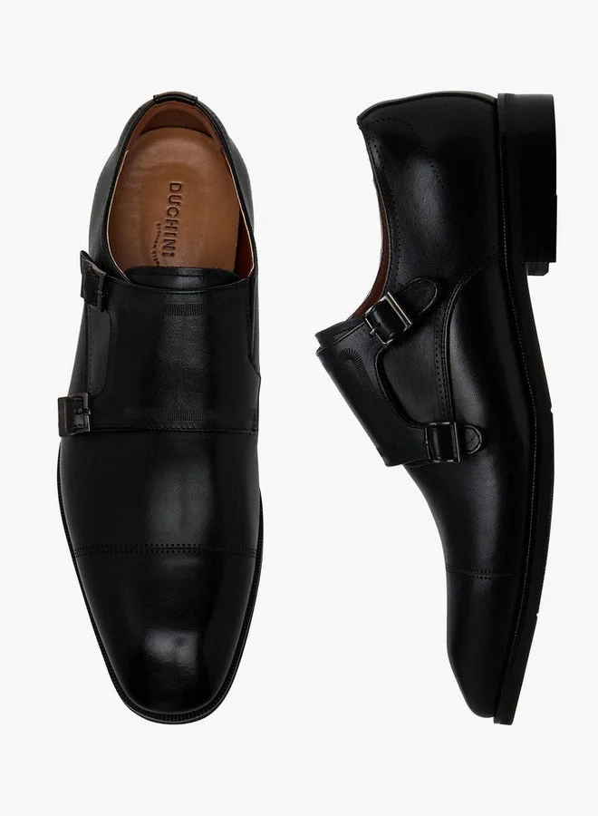 DUCHINI Men Slip-On Leather Monk Shoes