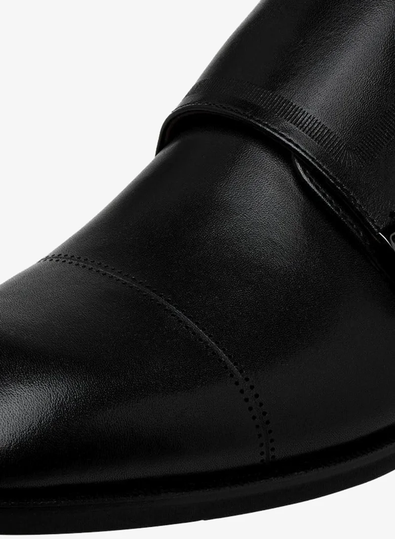 DUCHINI Black Men Slip-On Leather Monk Shoes for Men | Best Price UAE