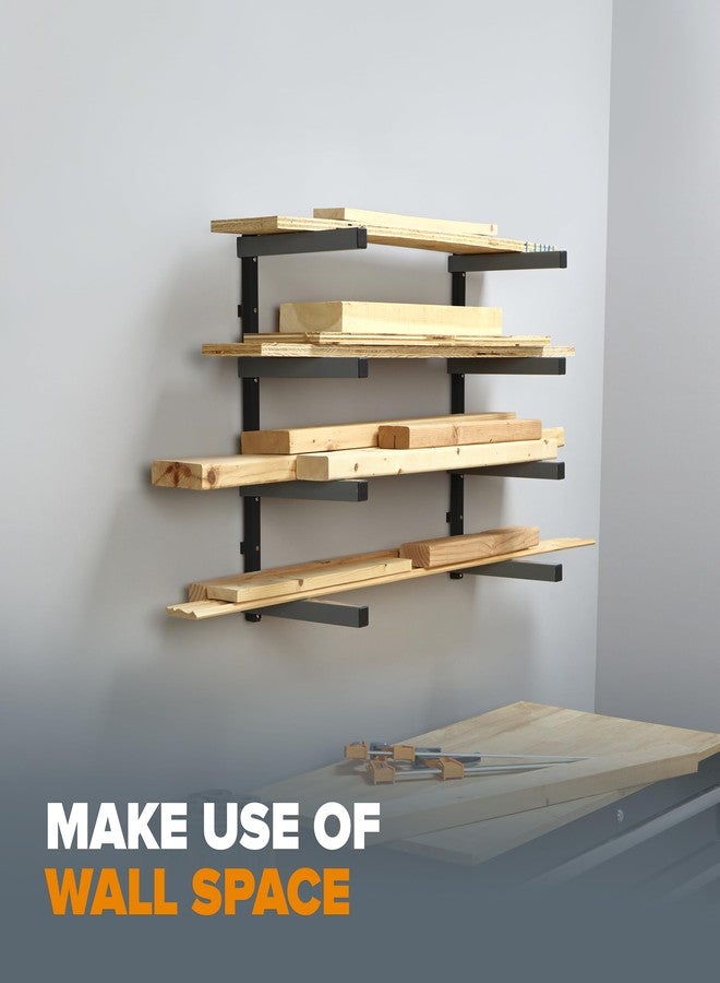 BORA Wood Organizer and Lumber Storage Metal Rack with 4-level Wall Mount - Indoor and Outdoor Use, Black & Gray - PBR-004B - Image 5