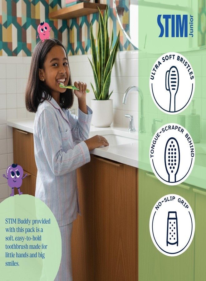 STIM Junior Kids Toothpaste | Age-Appropriate Fluoride | 3-10 Years | Mixed Berry Flavoured | SLS & Colour-Free Toothpaste | Enriched with Xylitol & Vitamin E | (Combo pack with toothbrush) (Pack of 2) - Image 5