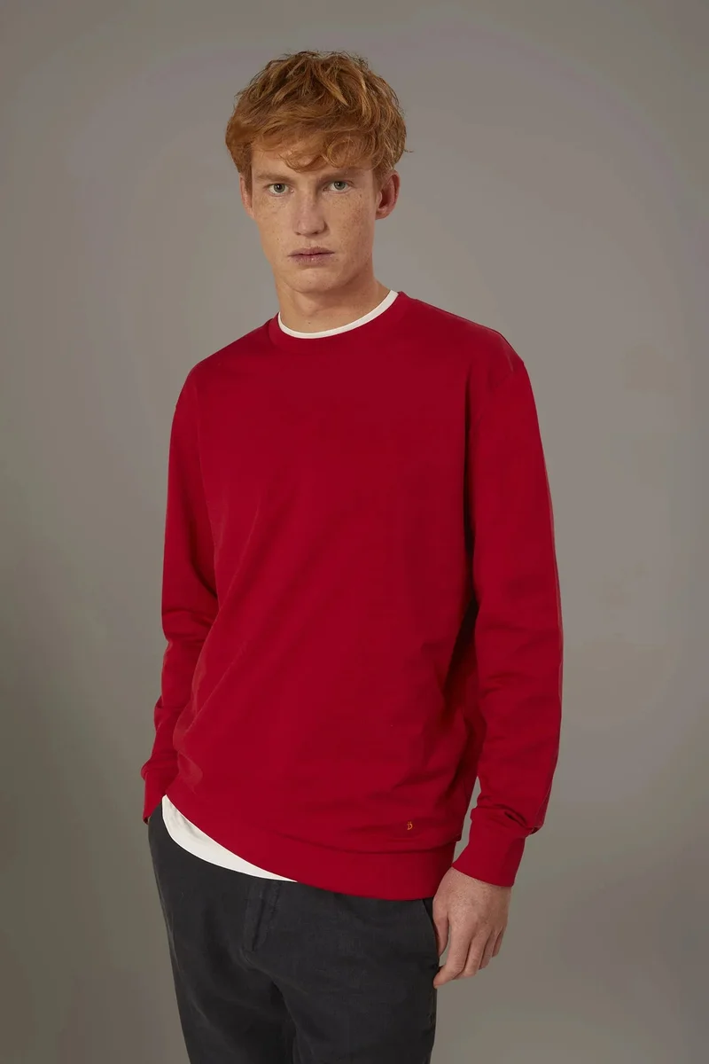 دوبل غانغر Round neck 100% cotton sweatshirt - Ruby