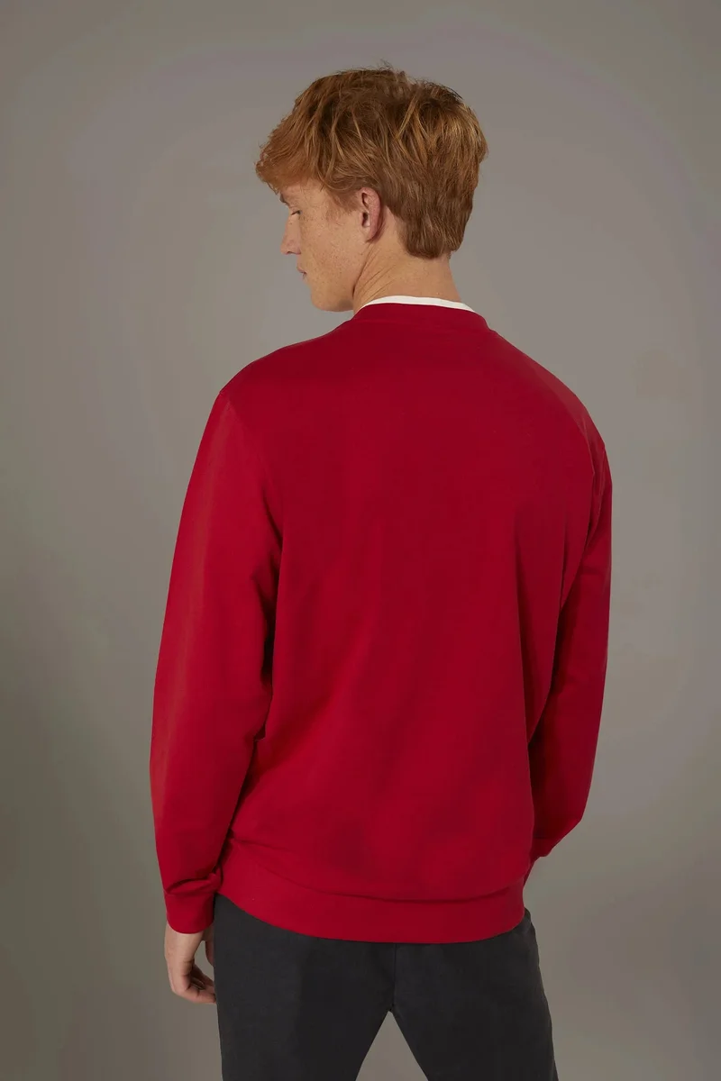 دوبل غانغر Round neck 100% cotton sweatshirt - Ruby