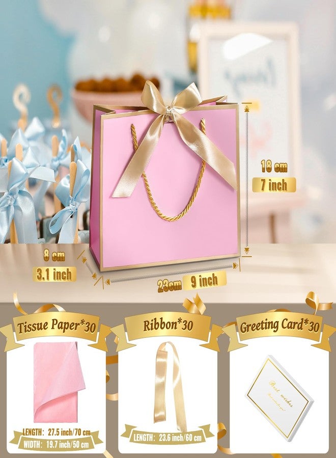 DOYIDE 30 Pcs Thank You Gift Bags with Tissue Paper, 9x7x3.1in Paper Gift Bags with Handles, Gift Wrap Bags with Bow Ribbon for Wedding Birthday Baby Shower Bridesmaid Party - Image 5