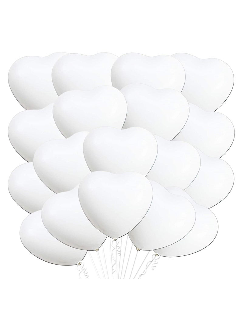 JOLLITY LLC Heart Shape 10 Inch Colorful Baby Shower Wedding Birthday Engagement Party Supplies Latex Balloons White (40pcs) - Image 1