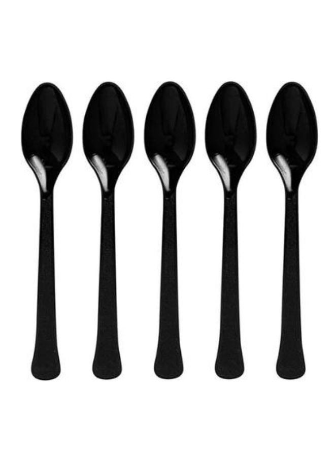 Amscan Reusable Plastic Spoon Heavyweight Duty Black Colour 20 Pieces