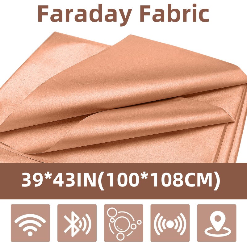 Amerthing Pure Copper Faraday Fabric RF & LF Electromagnetic Fields Gold Color Blocking Fabric 1 Meter (39"x43" inch) - Image 2