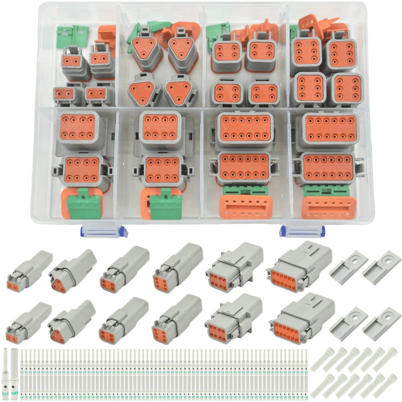 ALFOCI 205 PCS Deutsch Connector Kit DT 2 3 4 6 8 12 Pin Connectors IP67 Waterproof Electrical Connectors Plug with 70 Pairs Size 16 Solid Contacts for Car Truck Boat 205 PCSSolid Contacts - Image 3