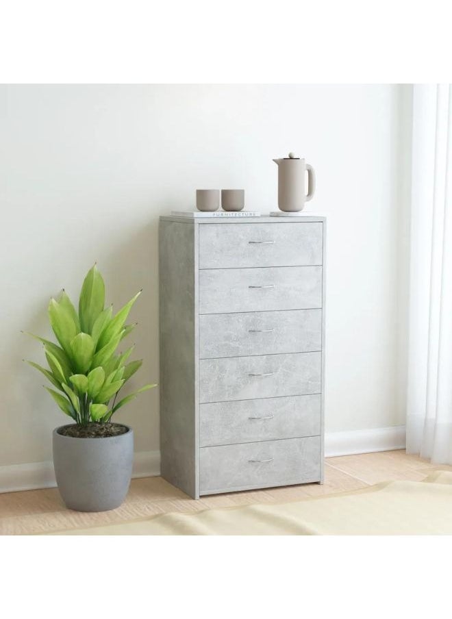 vidaxl vidaXL Sideboard with 6 Drawers Concrete Grey 50x34x96 cm Engineered Wood  - Image 1