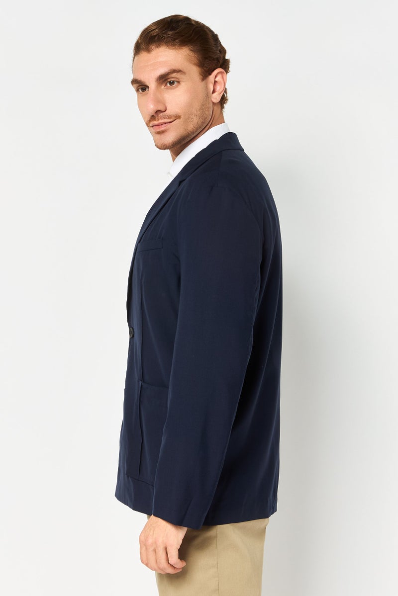 Selected Homme Men Regular Fit Plain Casual Blazer, Navy - Image 4