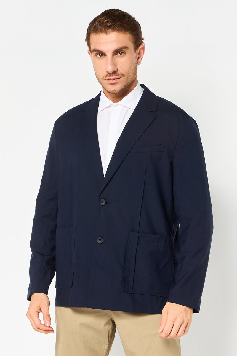 Selected Homme Men Regular Fit Plain Casual Blazer, Navy - Image 1