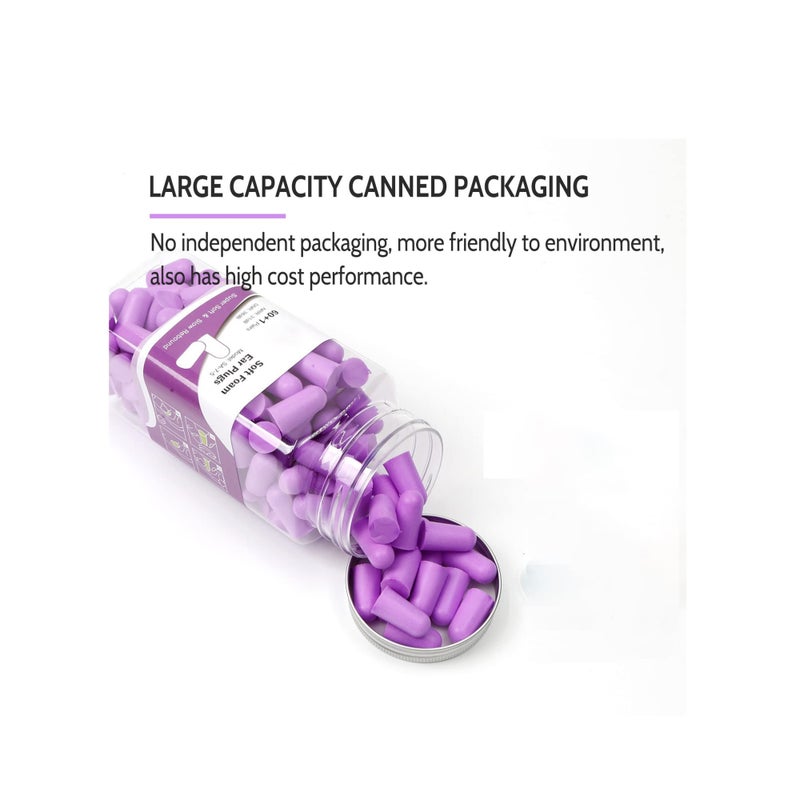 Zikra Ultra Soft Foam Earplugs Sleep 38dB Noise Cancelling Ear Plugs for Sleeping Shooting Snoring Work Loud 60 Pairs Purple - Image 3