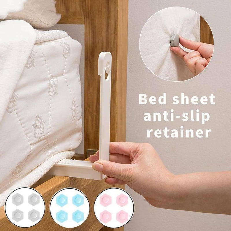 Bed Sheet حامل Clips Set – 4 قطعة Durable ABS Anti-Slip Fasteners, Easy Install Bedding Grippers متوافق مع Secure Mattress Sheet Fixing & Wrinkle-Free Bed Use - Image 3