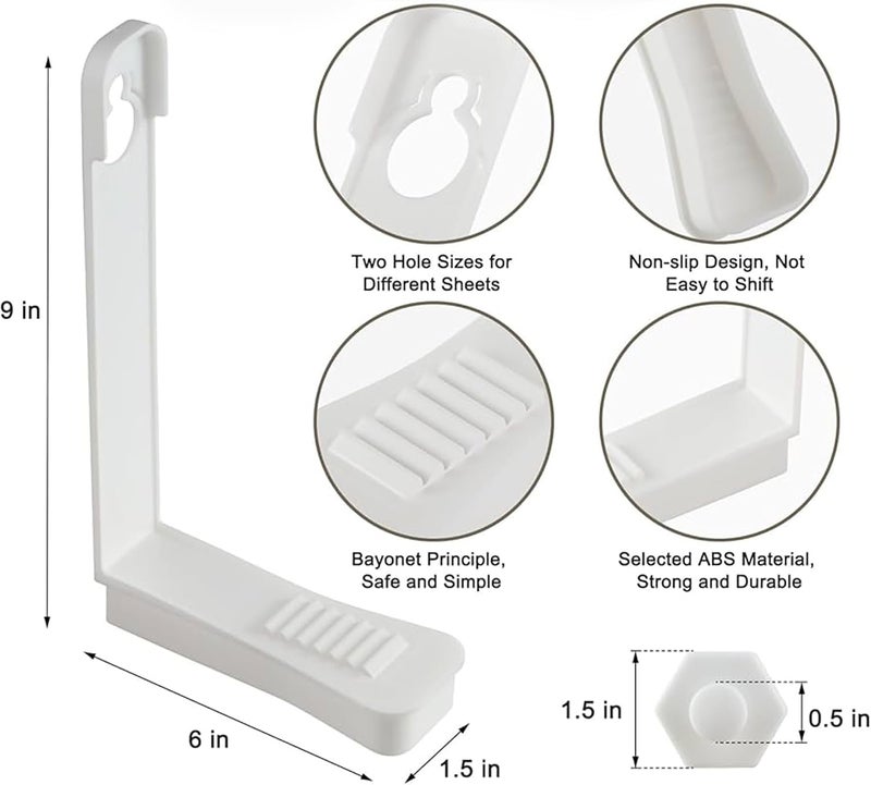 Bed Sheet حامل Clips Set – 4 قطعة Durable ABS Anti-Slip Fasteners, Easy Install Bedding Grippers متوافق مع Secure Mattress Sheet Fixing & Wrinkle-Free Bed Use - Image 5