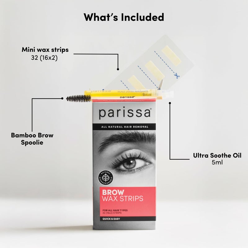 Parissa Natural Eyebrow Wax Strips | Beginner-Friendly, Gentle for Sensitive Skin & Fragrance-Free | Ready-to-Use Brow Waxing | 32 Strips (16 x 2) - Image 3
