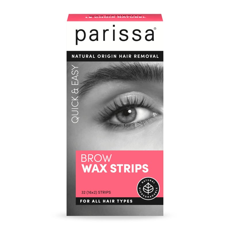 Parissa Natural Eyebrow Wax Strips | Beginner-Friendly, Gentle for Sensitive Skin & Fragrance-Free | Ready-to-Use Brow Waxing | 32 Strips (16 x 2) - Image 1