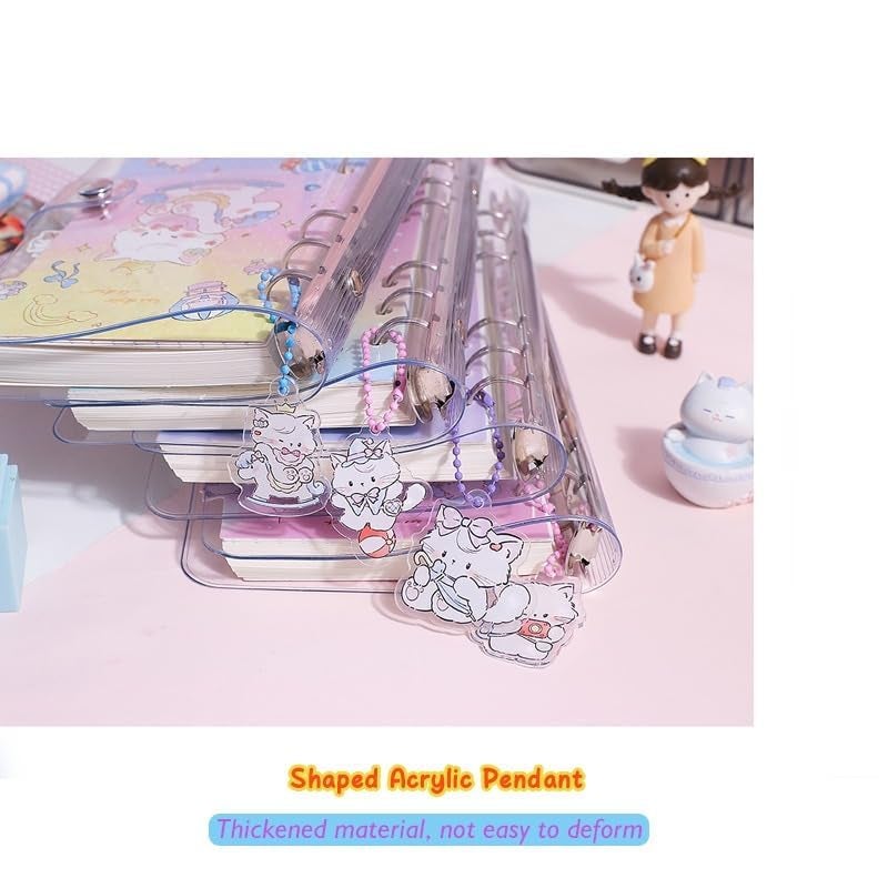SWOPPERRY Korean Stationery Mini Transparent 3-Hole Binder Spiral Diary Notebook – Cute Kawaii Portable Journal Notebook Agenda for Girls & Students (80+ Pages) (little white cat c) - Image 3