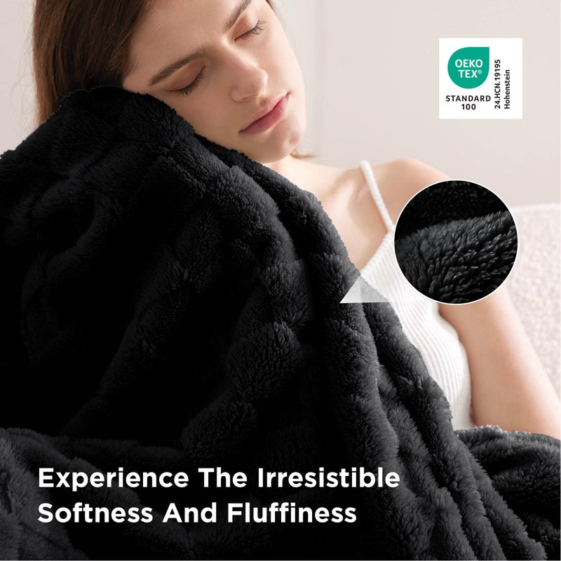 Bedsure GentleSoft Black Throw Blanket for Couch - Checkered Fleece Blankets Gifts for Kids Girls, Cute Soft Cozy Throw for Bedroom Home Decor Gifts, 50x60 Inches - Image 4