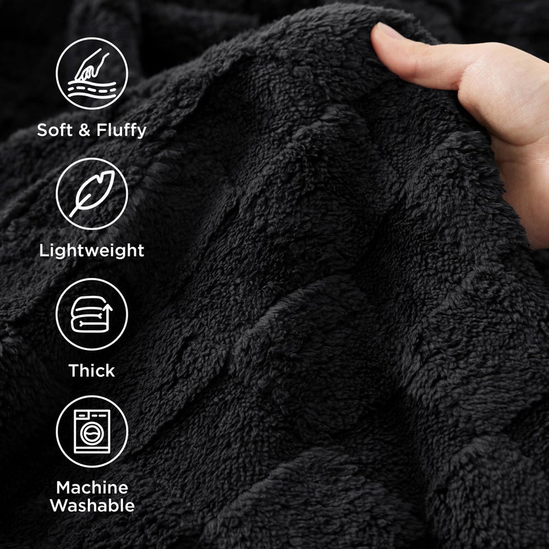 Bedsure GentleSoft Black Throw Blanket for Couch - Checkered Fleece Blankets Gifts for Kids Girls, Cute Soft Cozy Throw for Bedroom Home Decor Gifts, 50x60 Inches - Image 3
