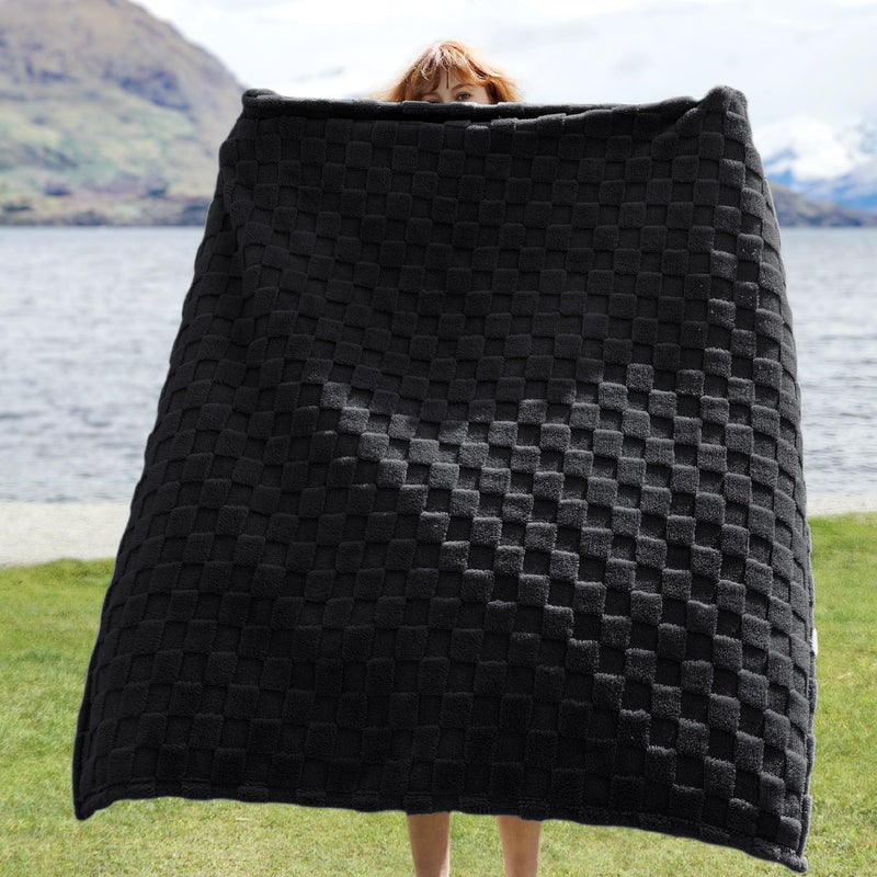 Bedsure GentleSoft Black Throw Blanket for Couch - Checkered Fleece Blankets Gifts for Kids Girls, Cute Soft Cozy Throw for Bedroom Home Decor Gifts, 50x60 Inches - Image 2