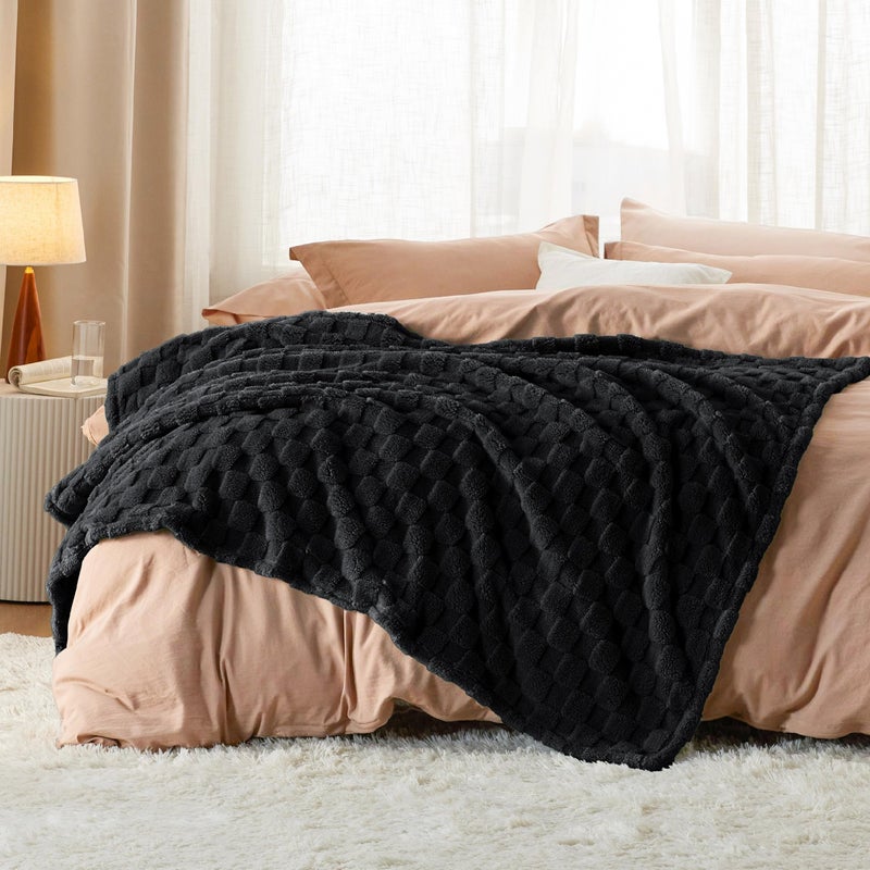 Bedsure GentleSoft Black Throw Blanket for Couch - Checkered Fleece Blankets Gifts for Kids Girls, Cute Soft Cozy Throw for Bedroom Home Decor Gifts, 50x60 Inches - Image 5