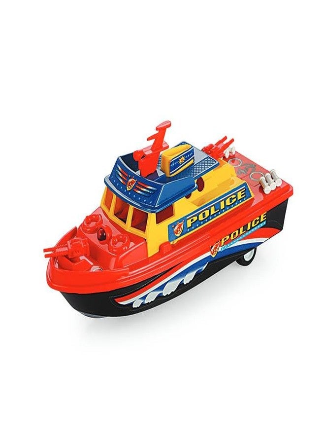 Toy Vibes Plastic Patrol Boat Ship Toys for Kids in Water, Pull Back Ship Toy Colourful Plastic Boat Toy for Kids (Red) (Pack of 3)