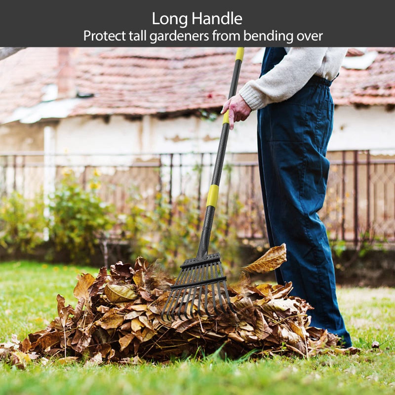 Oliynedy Adjustable Metal Garden Rake for Leaves - Long Handle 30-60", 11 Tines 9" Wide - Small Lawn Collapsible Yard Rake for Adults and Kids - Camping, Flower Beds, Mulch, Shrub - Image 5