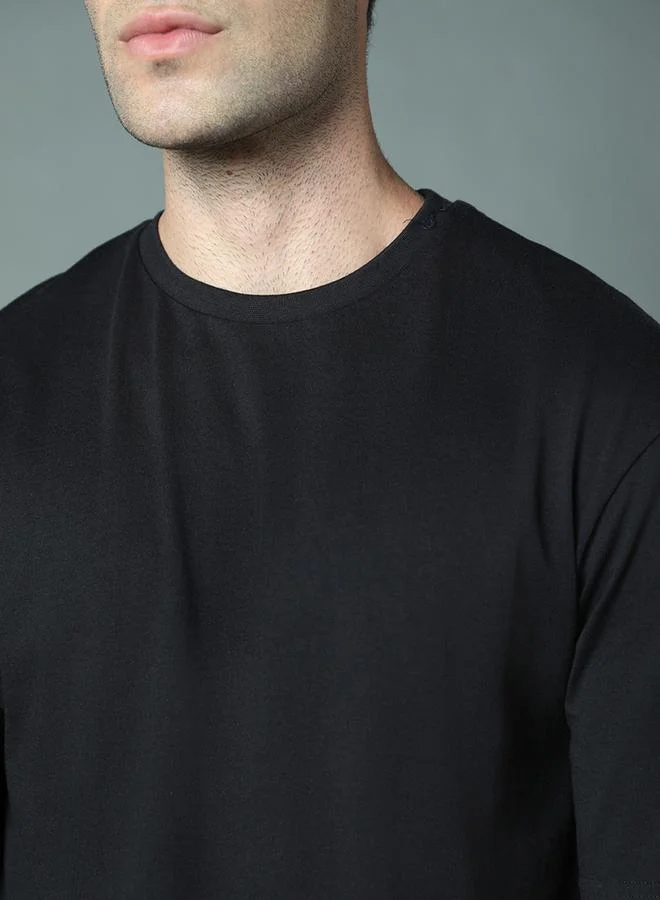 HIGH STAR HIGH STAR Solid Regular Fit Round Neck T-Shirt