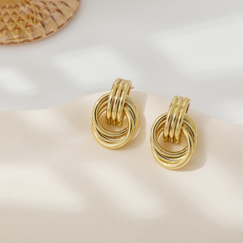 SHERLOVE Trendy Gold Plated Knot Earrings for Women Chunky Statement Drop Dangle Earrings Lightweight Hypoallergenic Fashion Accessories Gifts for Womens Gold Jewelry - Image 5