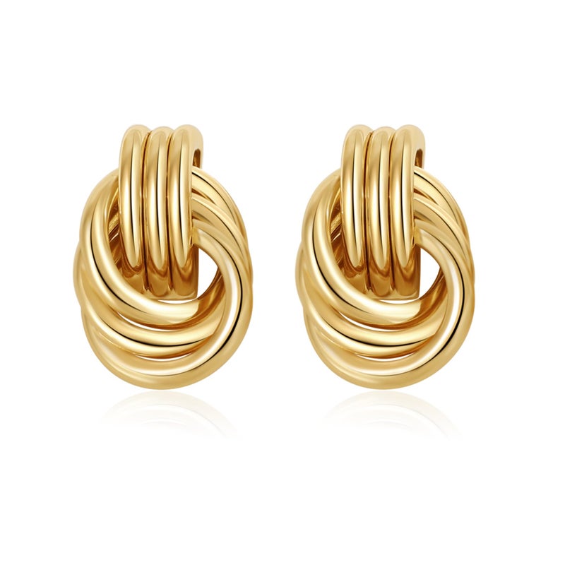 SHERLOVE Trendy Gold Plated Knot Earrings for Women Chunky Statement Drop Dangle Earrings Lightweight Hypoallergenic Fashion Accessories Gifts for Womens Gold Jewelry - Image 1