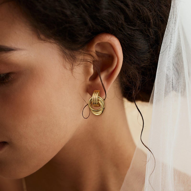 SHERLOVE Trendy Gold Plated Knot Earrings for Women Chunky Statement Drop Dangle Earrings Lightweight Hypoallergenic Fashion Accessories Gifts for Womens Gold Jewelry - Image 3