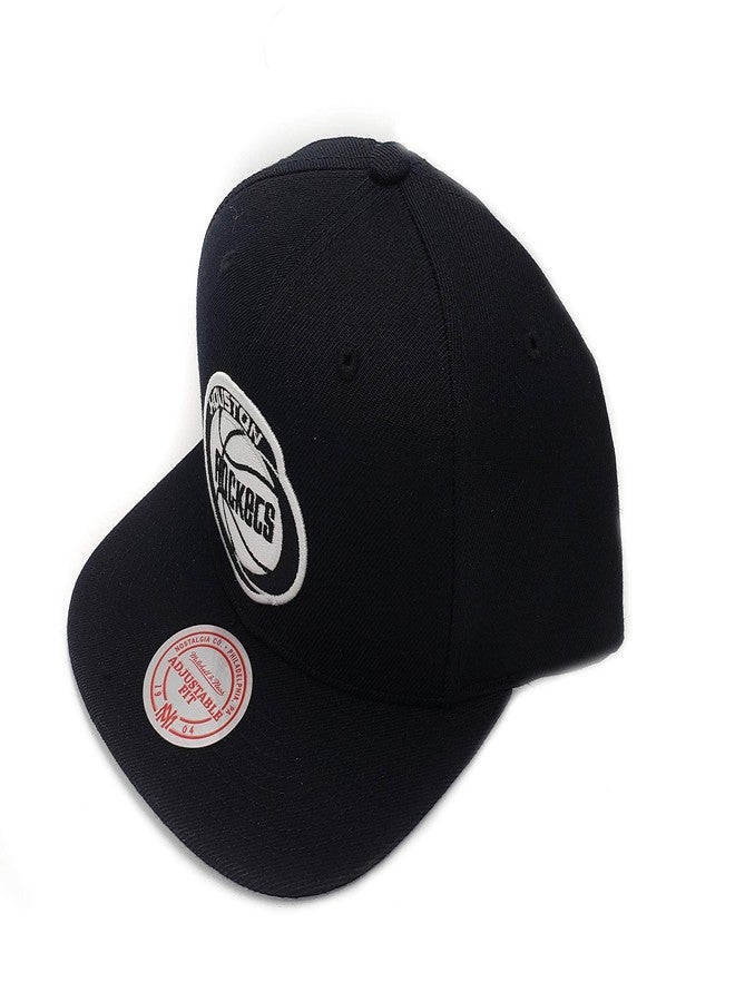 Mitchell & Ness Collection Adjustable Snapback Hat (Houston Rockets (Vintage B/W)) Black - Image 2