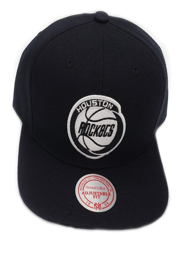 Mitchell & Ness Collection Adjustable Snapback Hat (Houston Rockets (Vintage B/W)) Black - Image 1