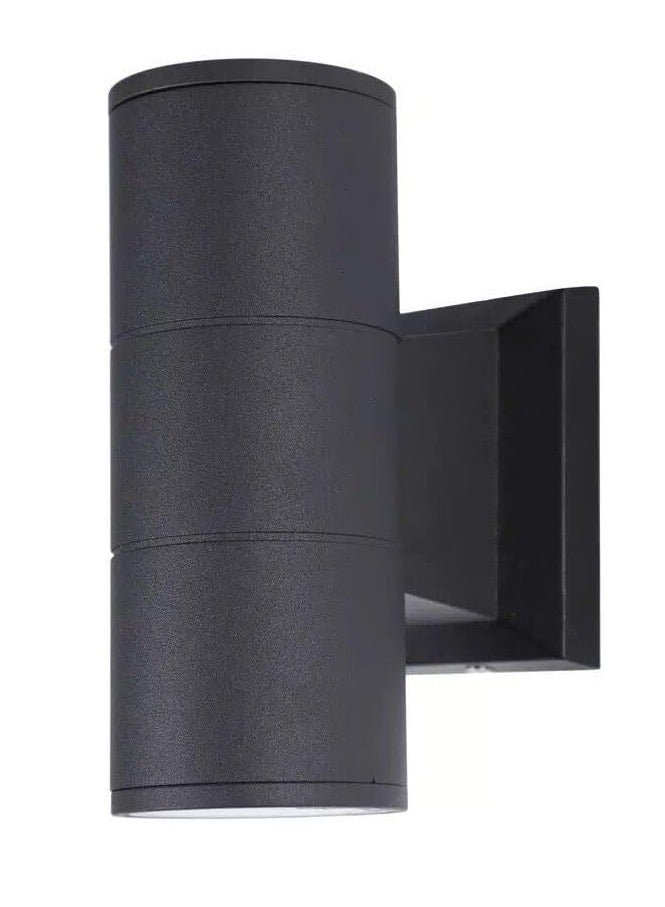 ESNCO ضوء حائط خارجي LED مقاوم للماء لأعلى ولأسفل مصباح GU10 جسم ألمنيوم أسود للحديقة، المناظر الطبيعية، الفناء، الشرفة، السطح، المرآب، المسبح (أسود دائري مع مصباح GU10، 6.5 * 16 سم) - Image 1