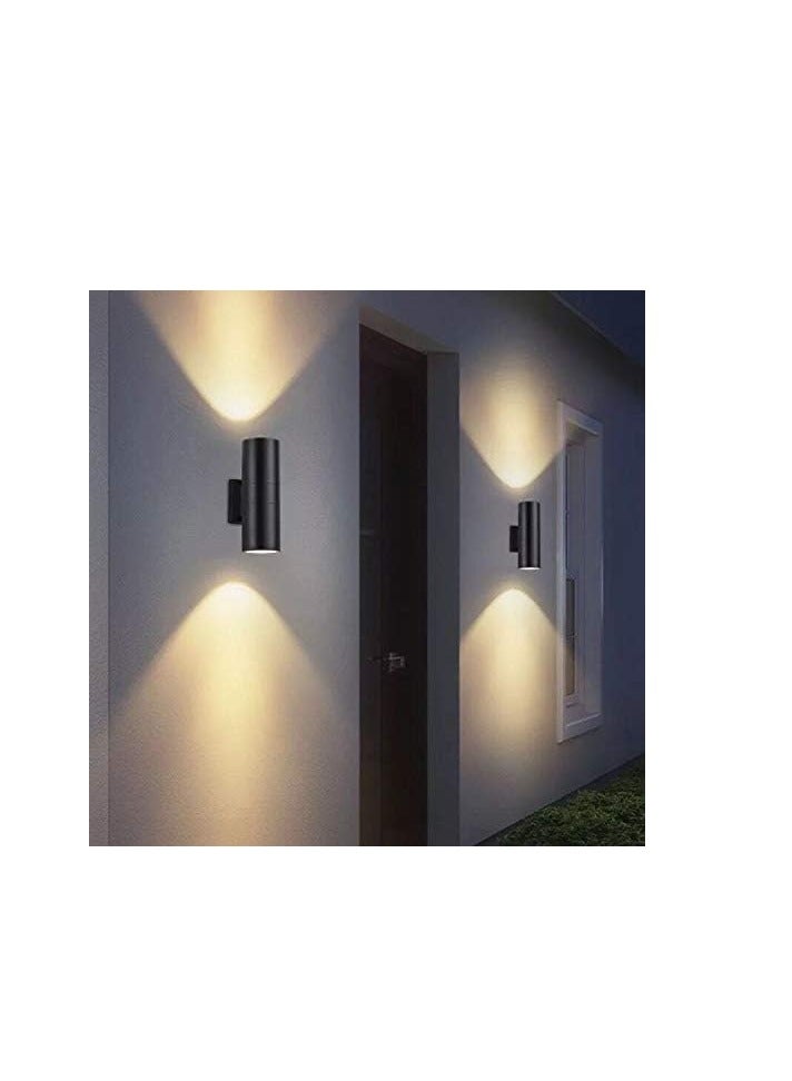 ESNCO ضوء حائط خارجي LED مقاوم للماء لأعلى ولأسفل مصباح GU10 جسم ألمنيوم أسود للحديقة، المناظر الطبيعية، الفناء، الشرفة، السطح، المرآب، المسبح (أسود دائري مع مصباح GU10، 6.5 * 16 سم) - Image 5