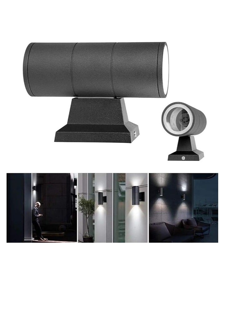 ESNCO ضوء حائط خارجي LED مقاوم للماء لأعلى ولأسفل مصباح GU10 جسم ألمنيوم أسود للحديقة، المناظر الطبيعية، الفناء، الشرفة، السطح، المرآب، المسبح (أسود دائري مع مصباح GU10، 6.5 * 16 سم) - Image 3