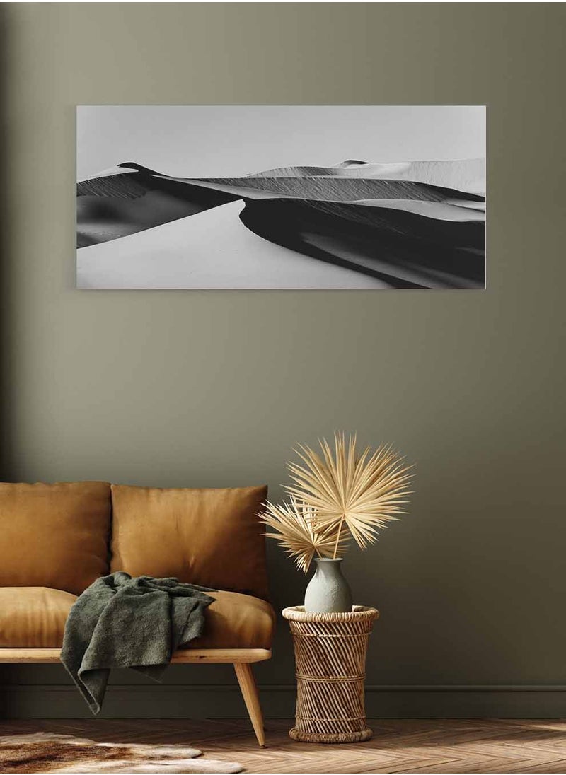 LOWHA Framed Canvas Wall Art Stretched Over Wooden Frame, Panorama Orientation Sand Dunes Painting, For Home, Living Room, Office Décor  - Image 3