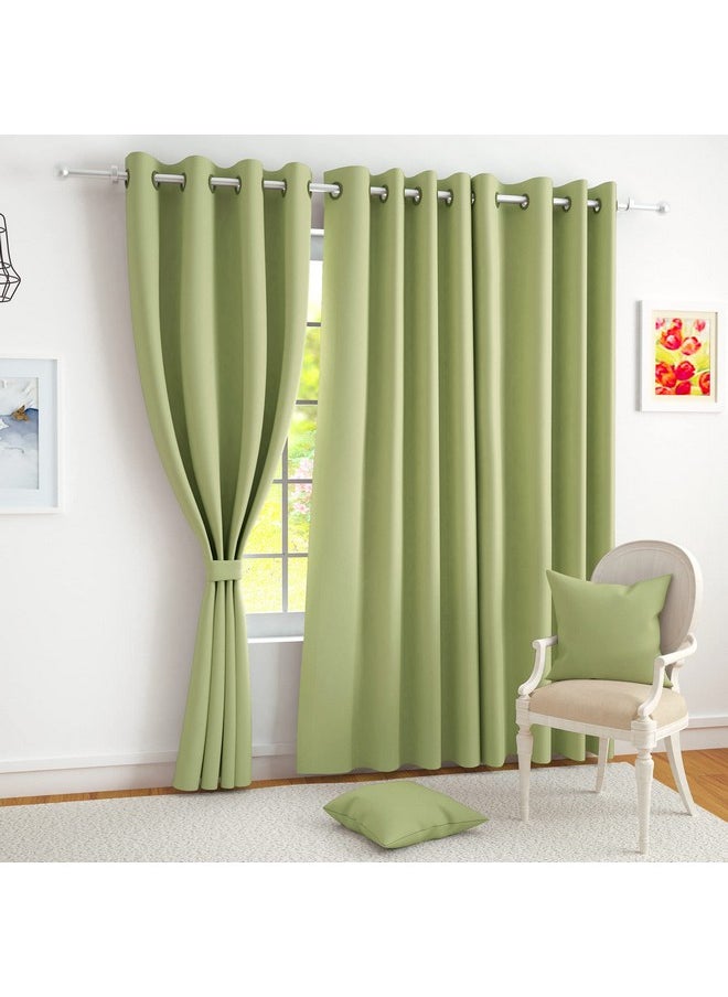 Story@Home Story@Home Blackout Door Curtains 7 Feet Set of 3 | Plain Printed | 71% Room Darkening | Thermal Insulated Curtains | Curtain for Living Room | (116 x 215 cm, Light Green) | Perfect for Home Decor  - Image 1