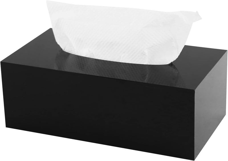 PITBVO Acrylic Tissue Box Holder, Rectangular Black 5mm Thicker Tissue Box Cover, Table Dryer Sheet Dispenser for Car, Bathroom, Bedroom, Kitchen, Office, Living Room, Counter - Image 1