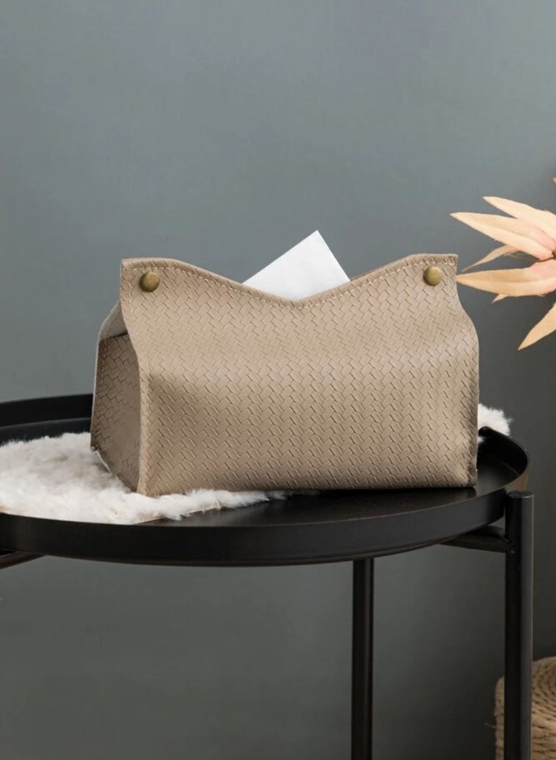 Tissue box made of gray leather - Image 1