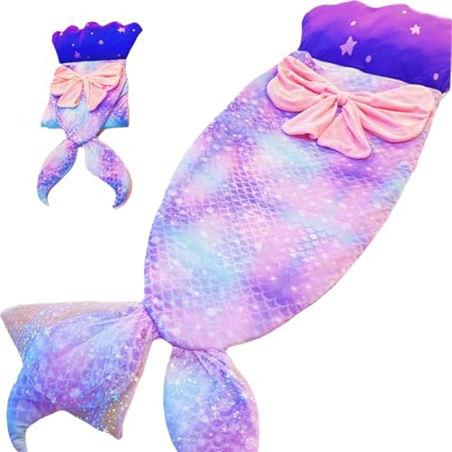 Nalexmi Mermaid Kids Sleeping Bag with Pillow Large Animal Slumber Bag Machine Washable Perfect for Camping Travel Sleepovers Indoor Play Slumber Bags for Kids with Pillow Girls - Image 1