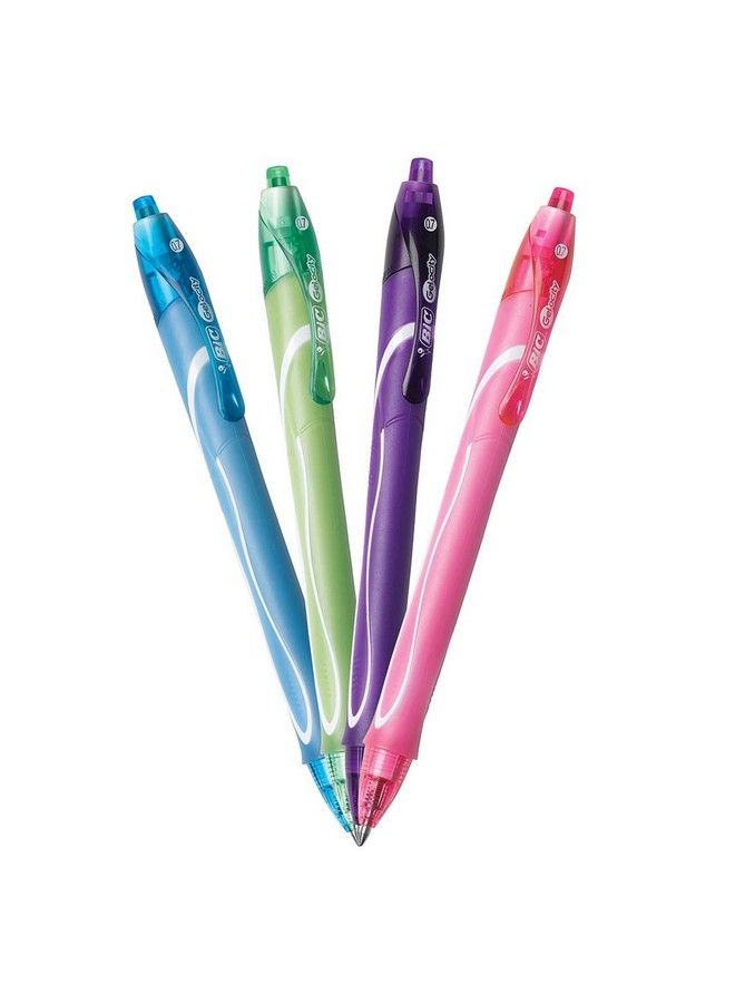 Bic أقلام جيلوسيتي السريعة الجفاف القابلة للسحب بنقطة متوسطة (0.7 مم) مجموعة 4 أقلام جيل ملونة مع مقبض كامل الطول - Image 3