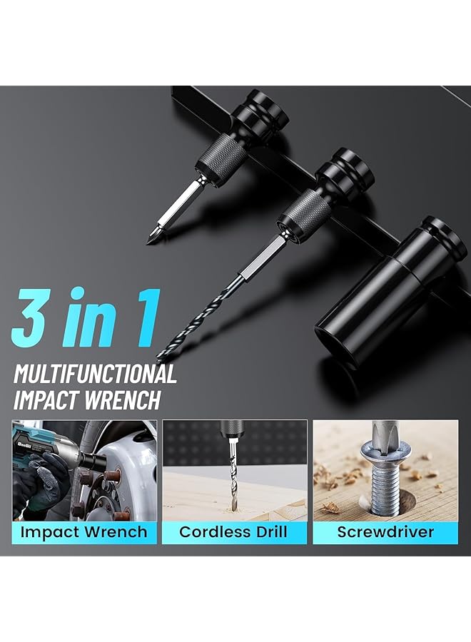 WEMART Cordless Impact Wrench Impact Wrench 1 2 Inch Max Torque 479 Ft Lbs 650Nm 3300Rpm W 2X 4.0 Battery 6 Sockets 8 Drill 6 Screws High Torque Power Impact Wrench For Car Home - Image 4