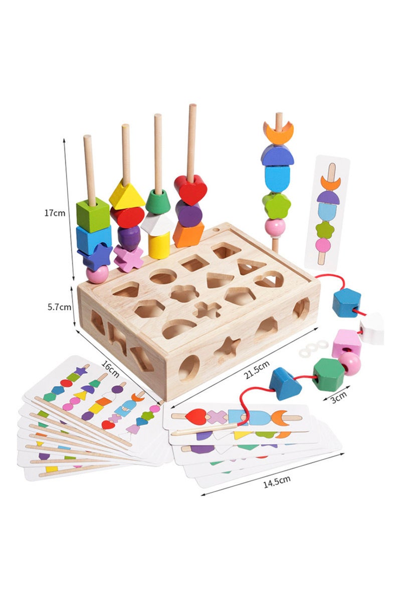 as picture Montessori Wooden Toys Color Shape Matching Puzzle Game Box Colorful Beaded Color Cogniti