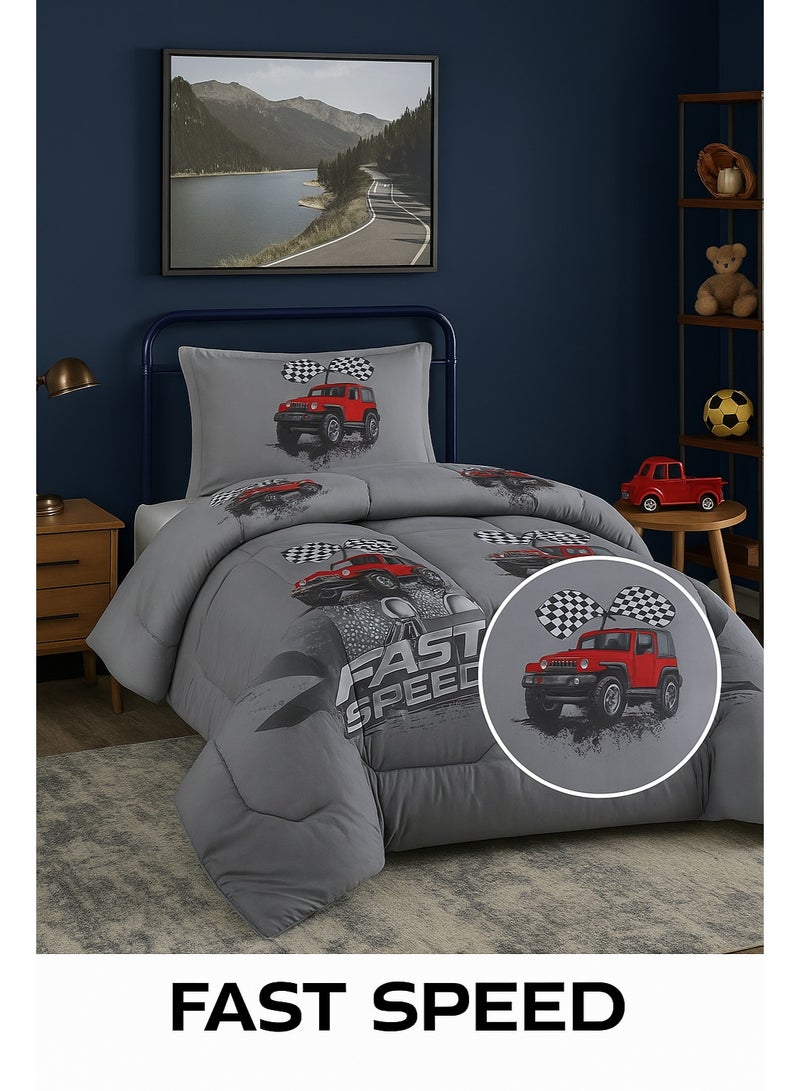 مون مفرش سرير أطفال 3 قطع قابل للعكس – طقم لحاف مبطن بحشوة متوسطة ناعمة (170×220 سم) + شرشف مطاطي (120×200+35 سم) + غطاء وسادة (80×50 سم) – تصميم عصري مطبوع بخامة ناعمة - Image 3